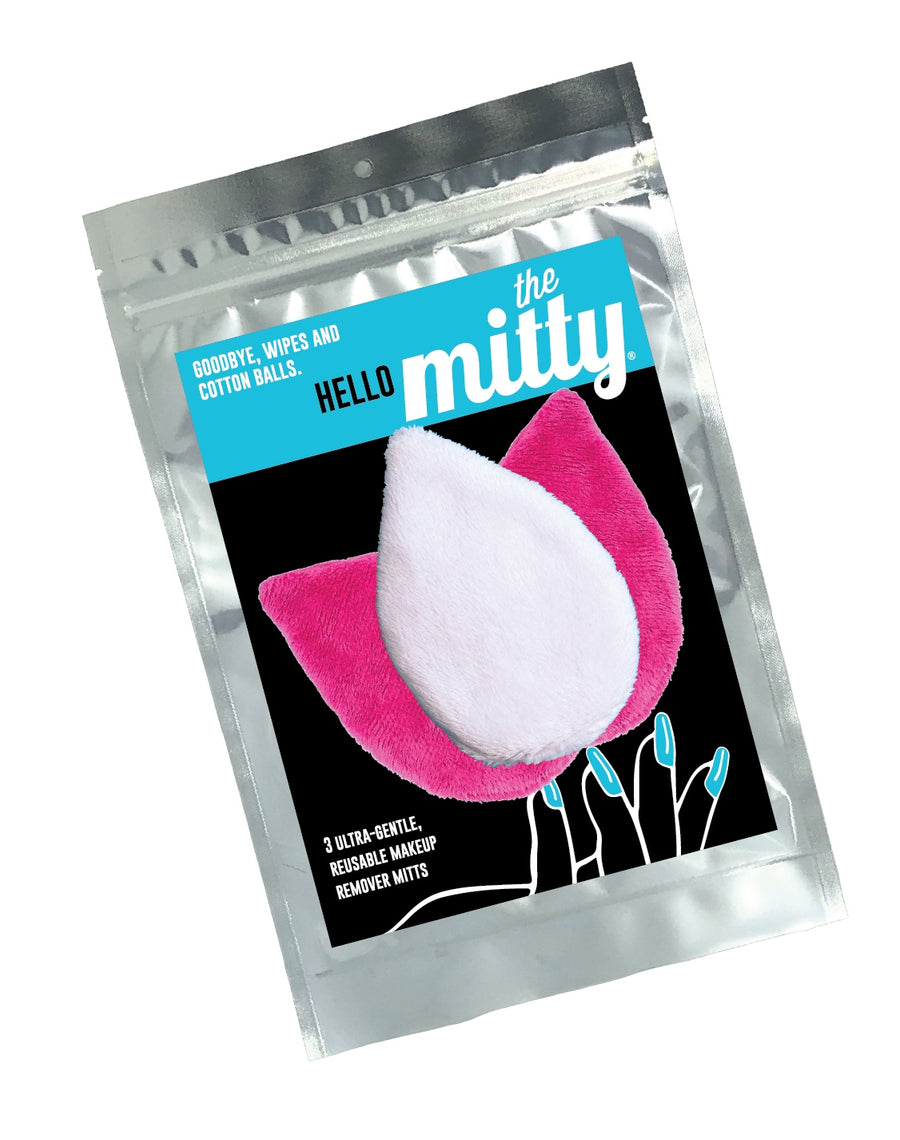 The Mitty Mini 3-Piece Gift Set of Reusable Cleansing Cloths in White and Pink